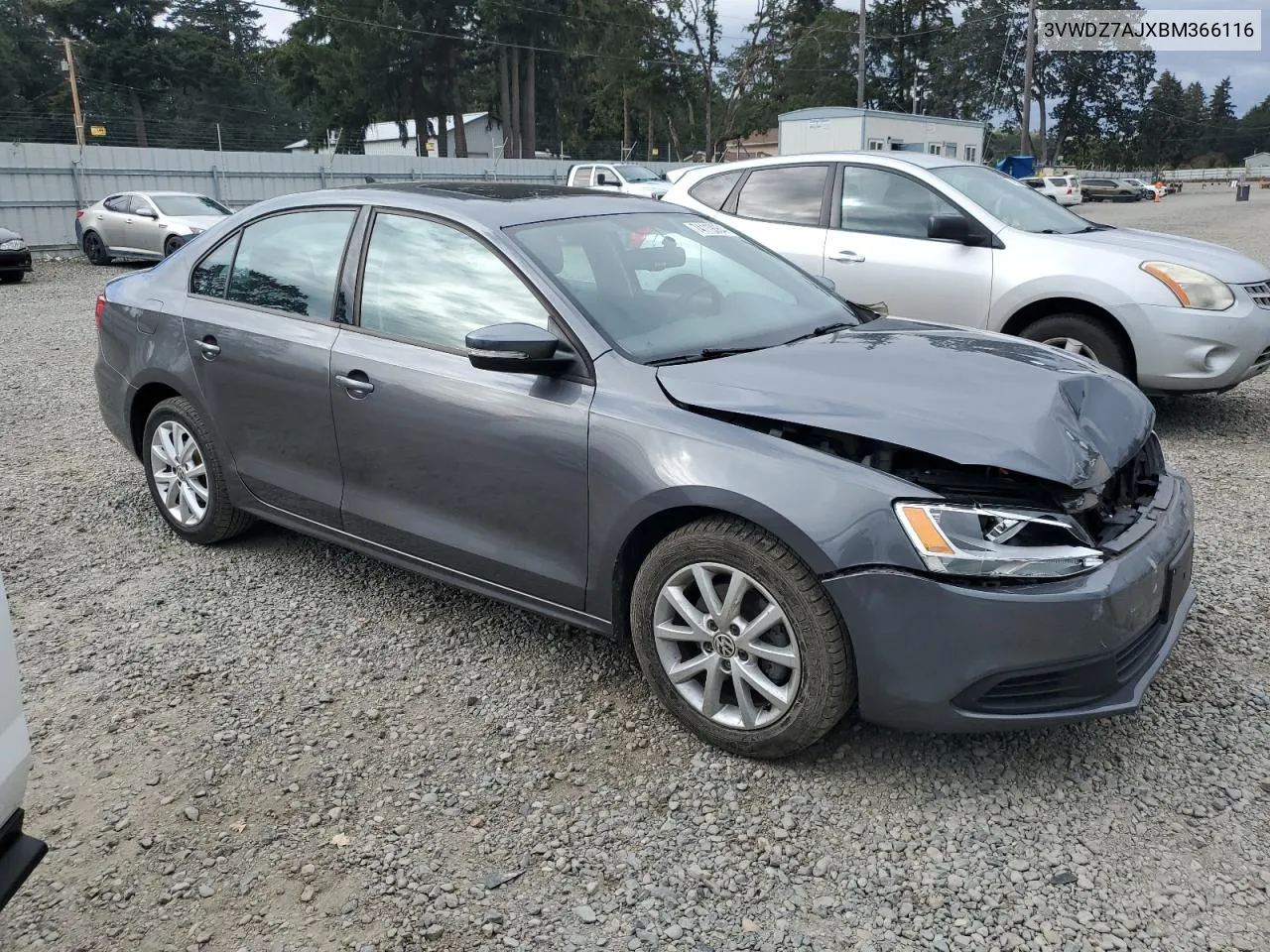 2011 Volkswagen Jetta Se VIN: 3VWDZ7AJXBM366116 Lot: 74119064