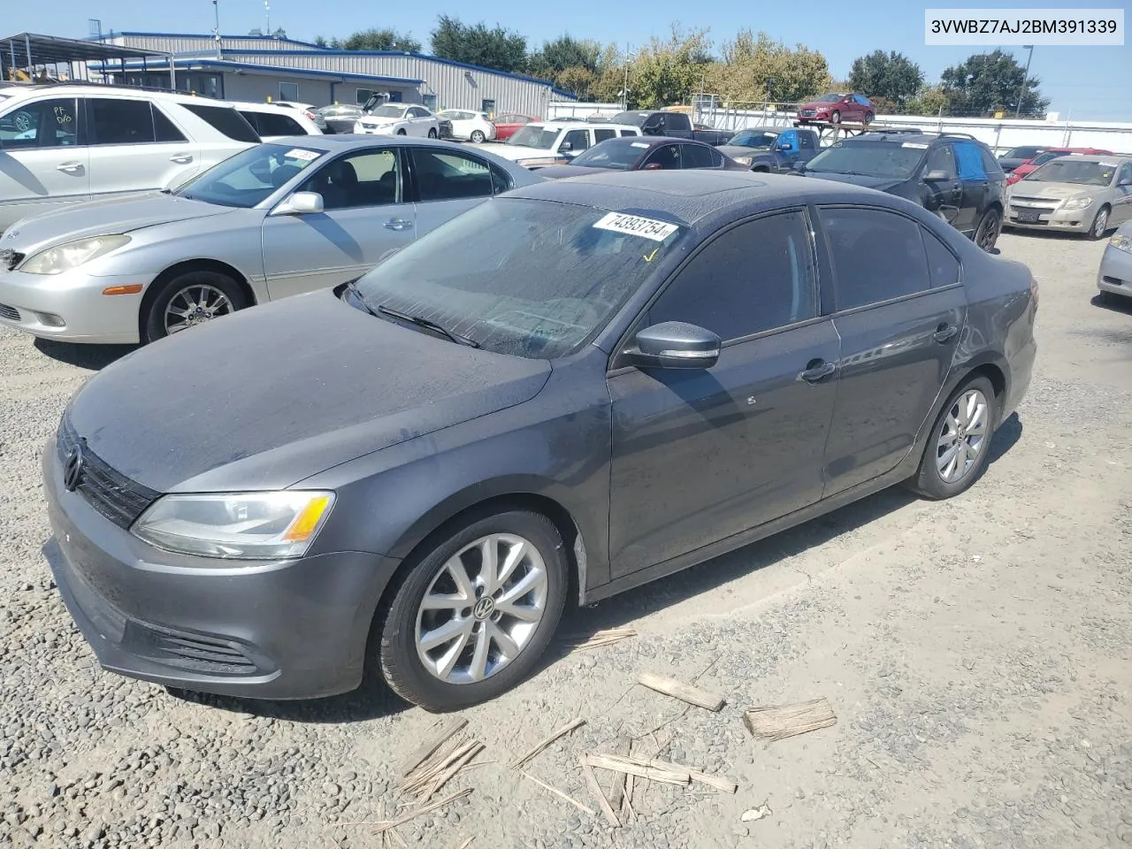 2011 Volkswagen Jetta Se VIN: 3VWBZ7AJ2BM391339 Lot: 74393754