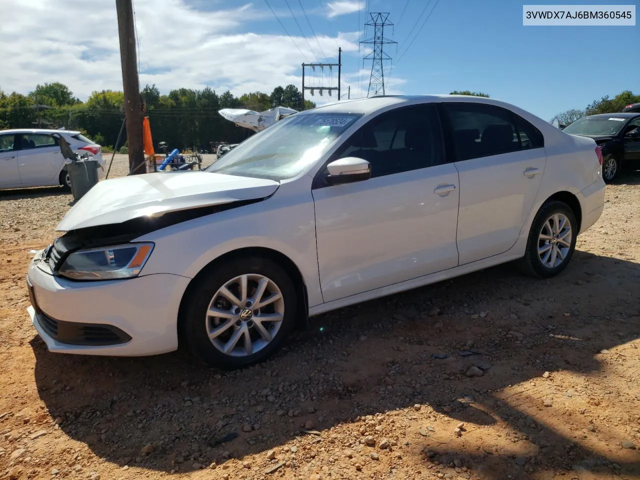 2011 Volkswagen Jetta Se VIN: 3VWDX7AJ6BM360545 Lot: 75178524