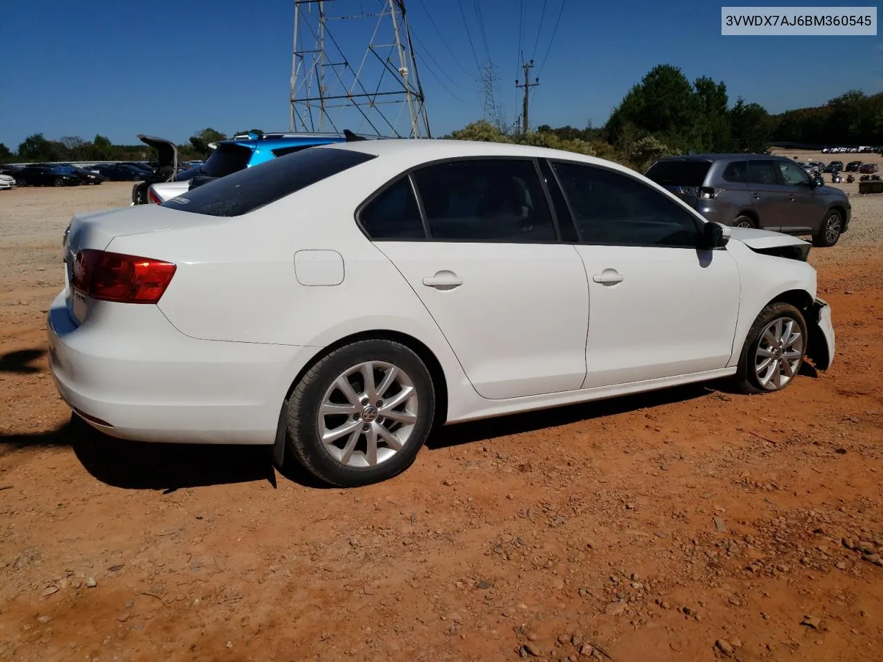 2011 Volkswagen Jetta Se VIN: 3VWDX7AJ6BM360545 Lot: 75178524