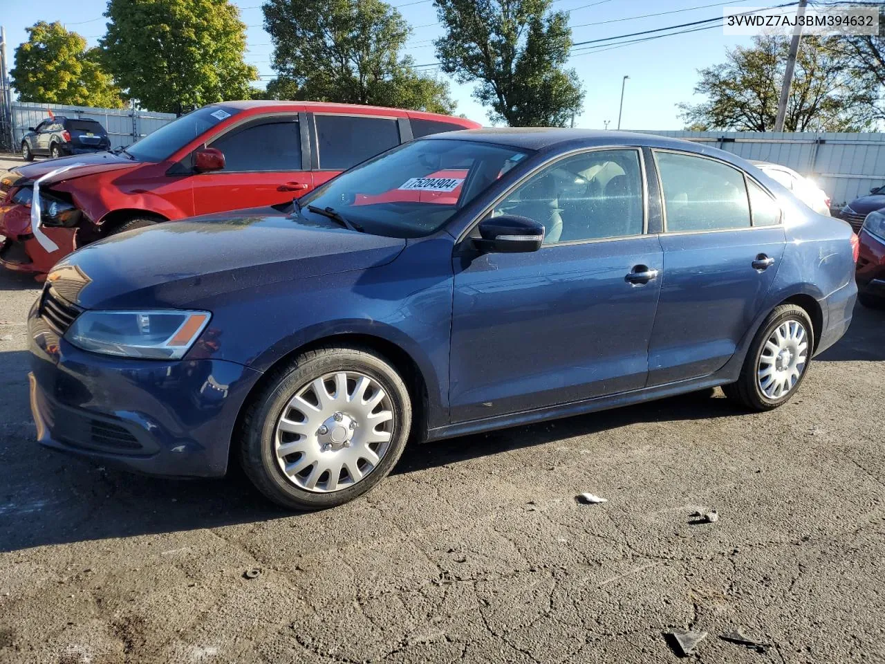 2011 Volkswagen Jetta Se VIN: 3VWDZ7AJ3BM394632 Lot: 75204904