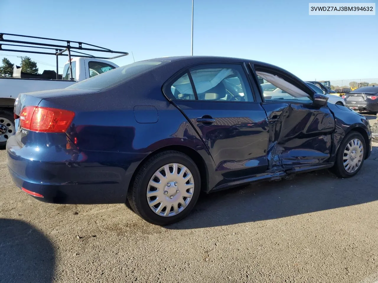 2011 Volkswagen Jetta Se VIN: 3VWDZ7AJ3BM394632 Lot: 75204904