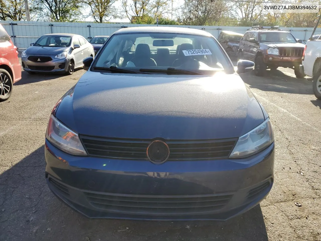 2011 Volkswagen Jetta Se VIN: 3VWDZ7AJ3BM394632 Lot: 75204904