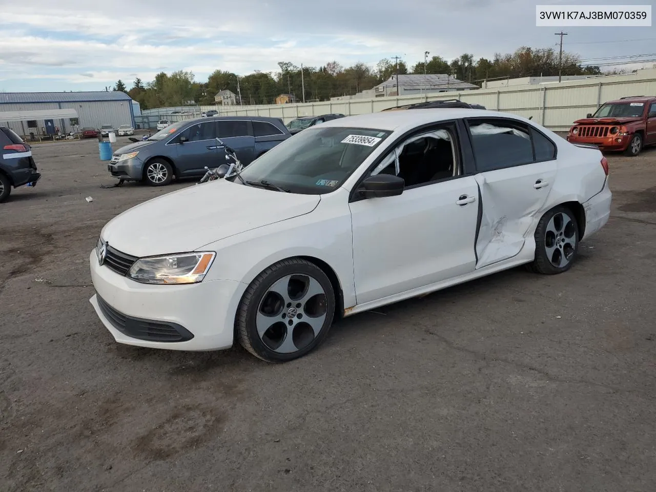 2011 Volkswagen Jetta Base VIN: 3VW1K7AJ3BM070359 Lot: 75339954