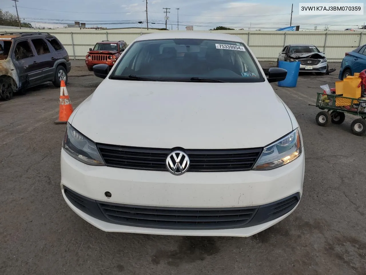 2011 Volkswagen Jetta Base VIN: 3VW1K7AJ3BM070359 Lot: 75339954