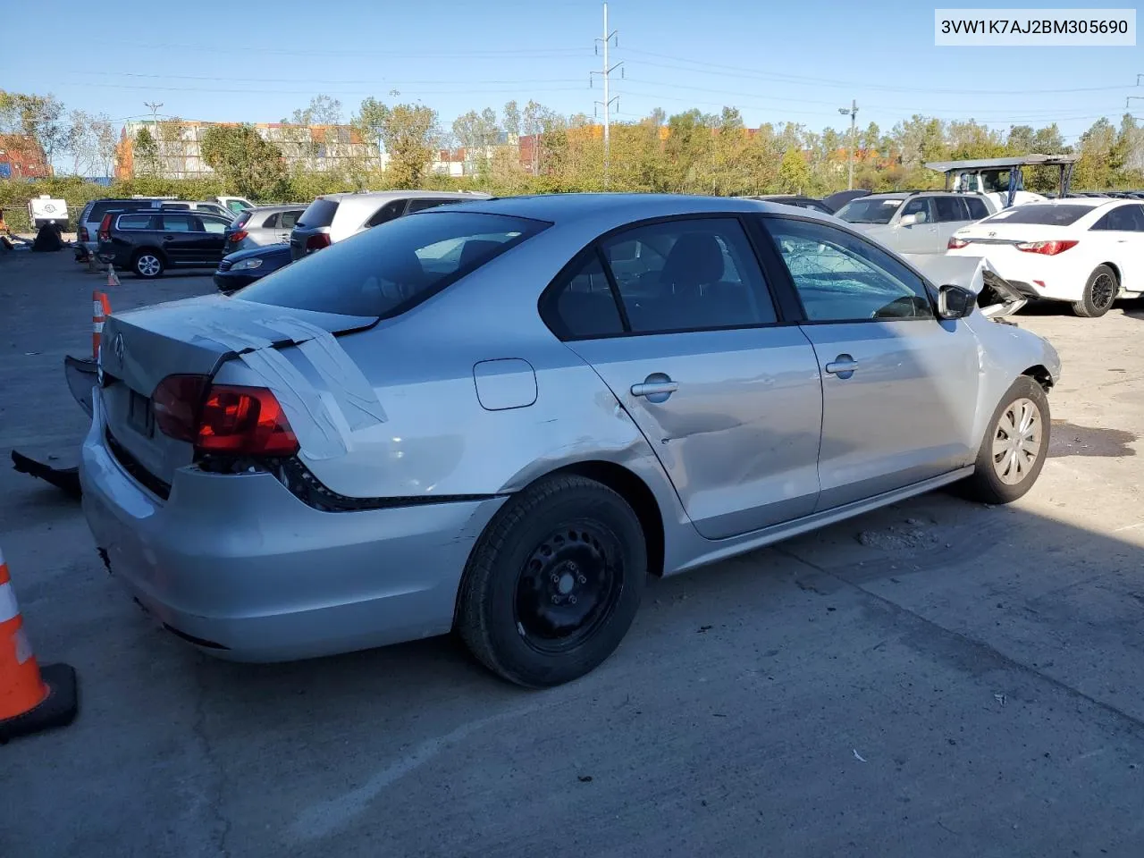 2011 Volkswagen Jetta Base VIN: 3VW1K7AJ2BM305690 Lot: 75407094