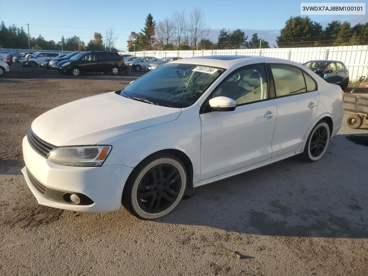 2011 Volkswagen Jetta Se VIN: 3VWDX7AJ8BM100101 Lot: 75531704