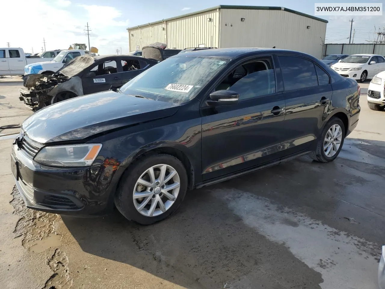 2011 Volkswagen Jetta Se VIN: 3VWDX7AJ4BM351200 Lot: 76682224