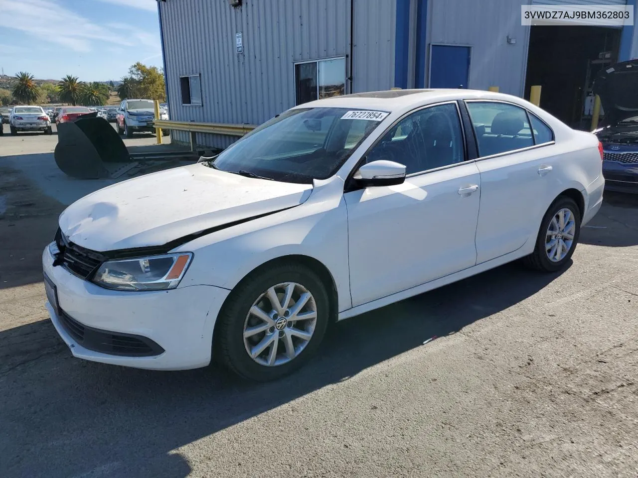 2011 Volkswagen Jetta Se VIN: 3VWDZ7AJ9BM362803 Lot: 76727854