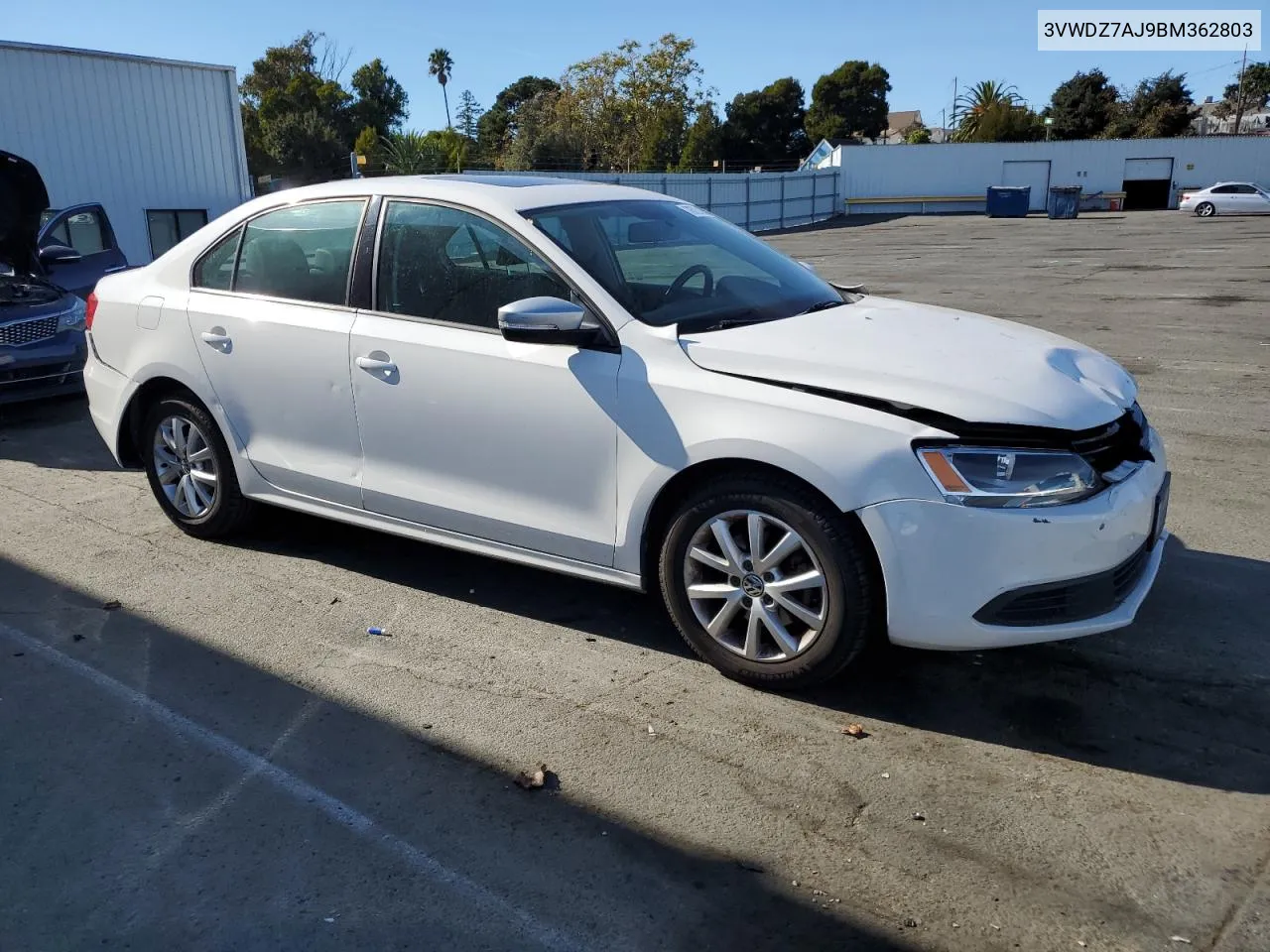 2011 Volkswagen Jetta Se VIN: 3VWDZ7AJ9BM362803 Lot: 76727854