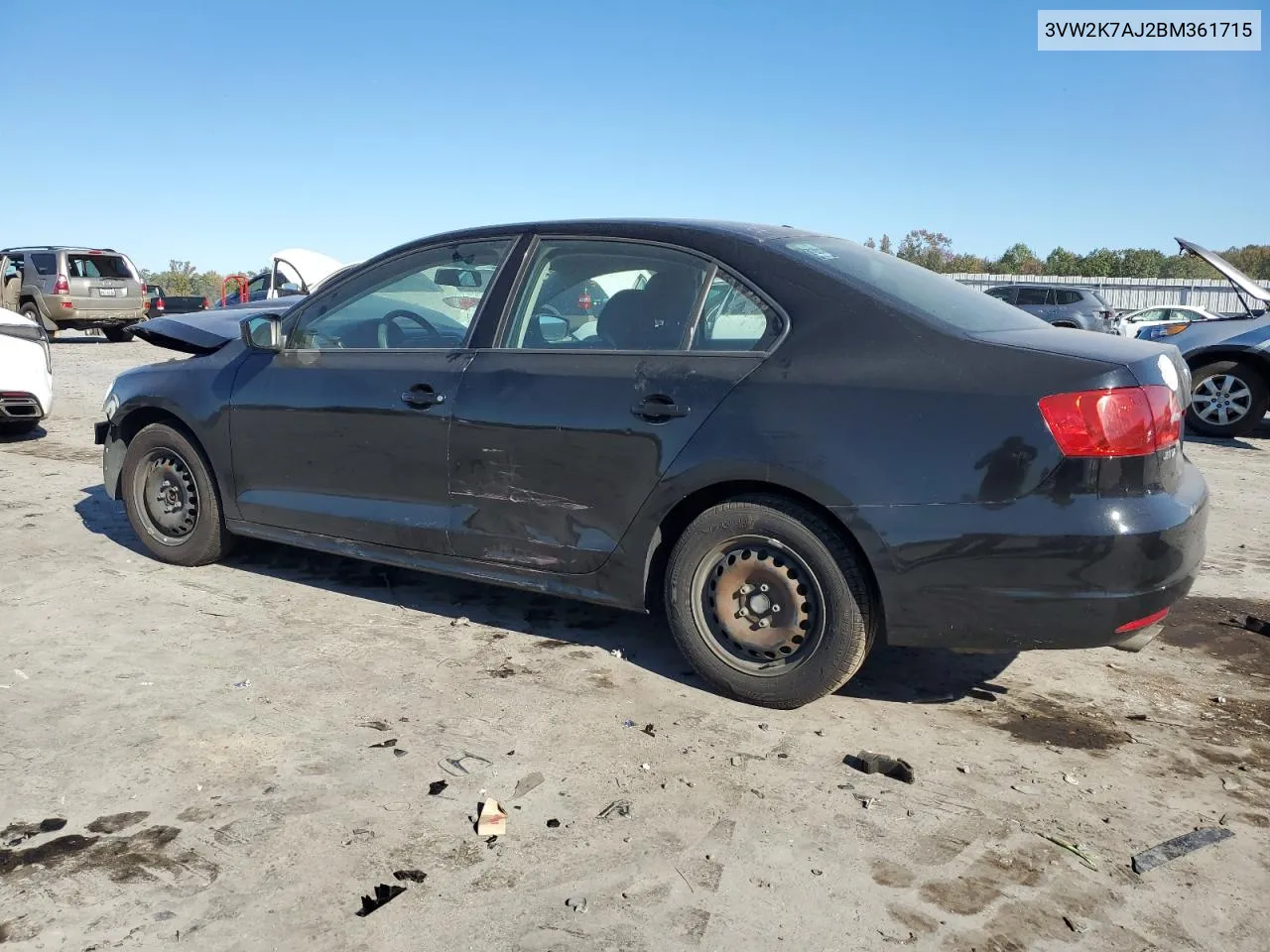 2011 Volkswagen Jetta Base VIN: 3VW2K7AJ2BM361715 Lot: 76756114