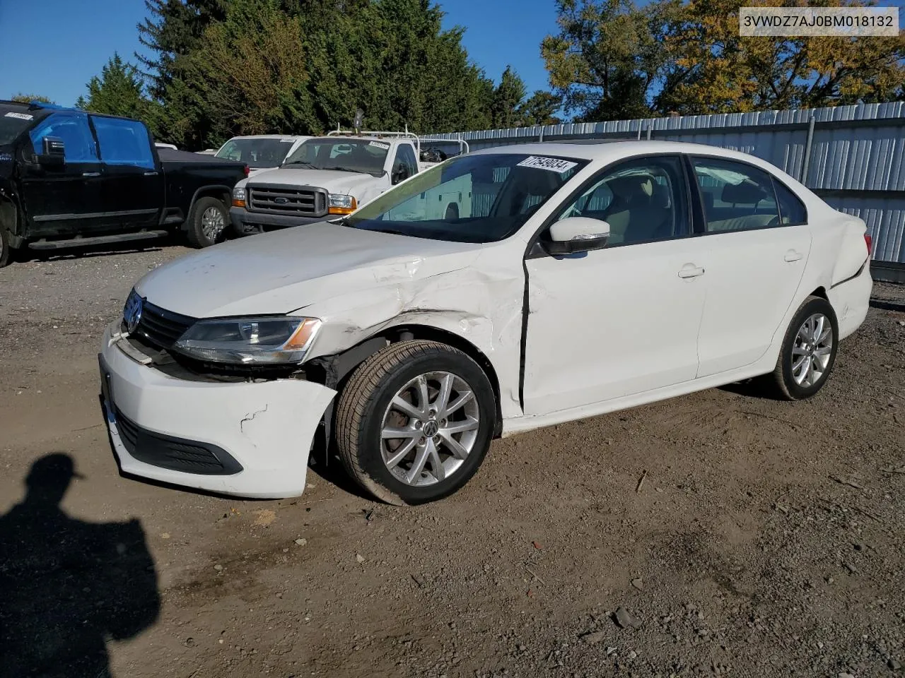 2011 Volkswagen Jetta Se VIN: 3VWDZ7AJ0BM018132 Lot: 77549034