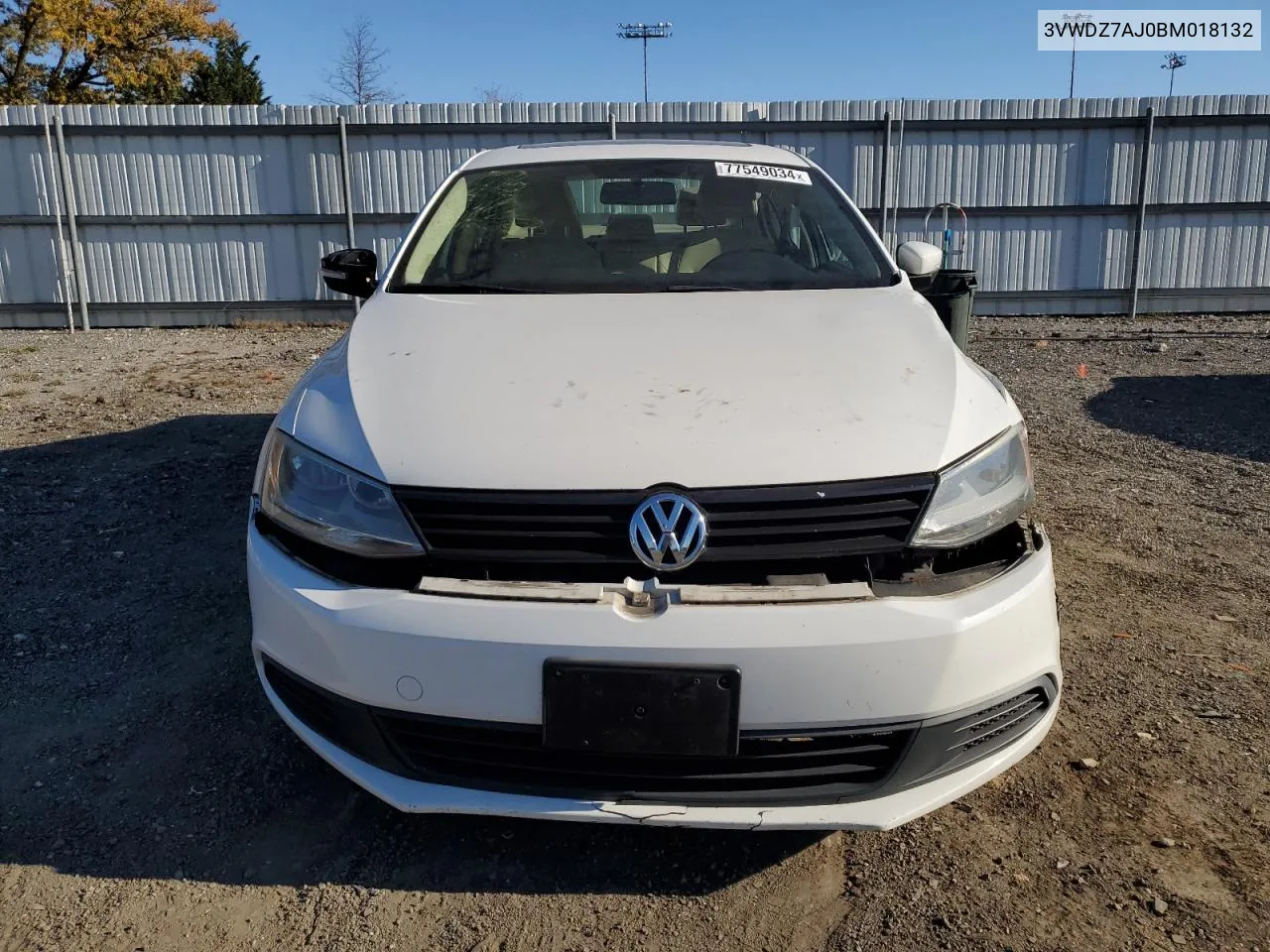 2011 Volkswagen Jetta Se VIN: 3VWDZ7AJ0BM018132 Lot: 77549034