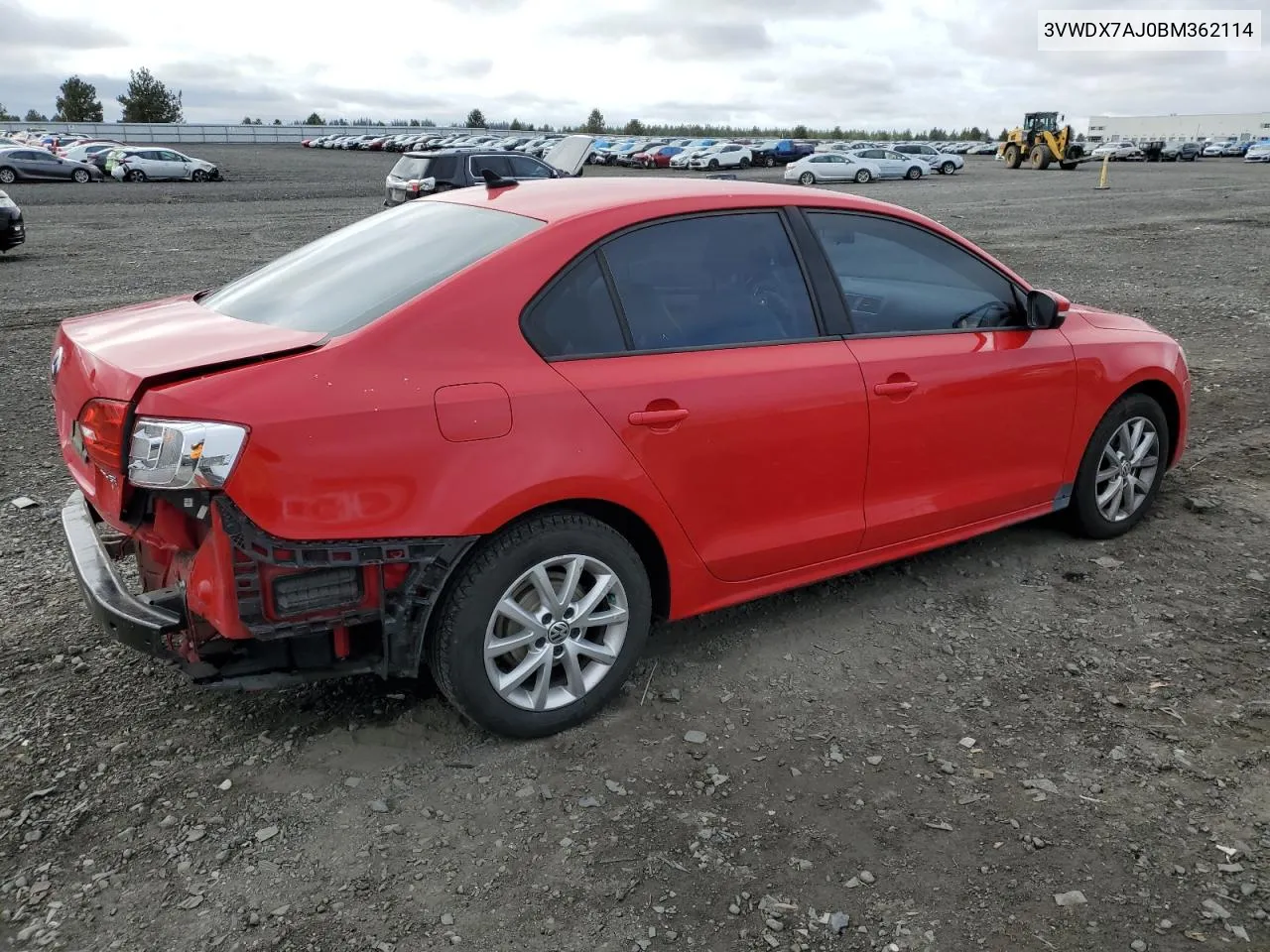 2011 Volkswagen Jetta Se VIN: 3VWDX7AJ0BM362114 Lot: 78095954