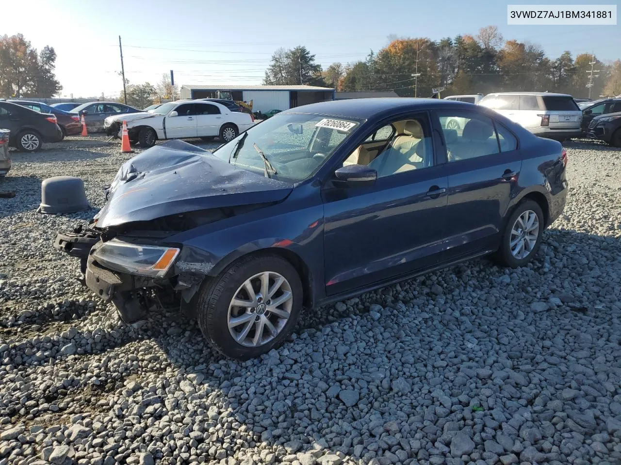 2011 Volkswagen Jetta Se VIN: 3VWDZ7AJ1BM341881 Lot: 78260864