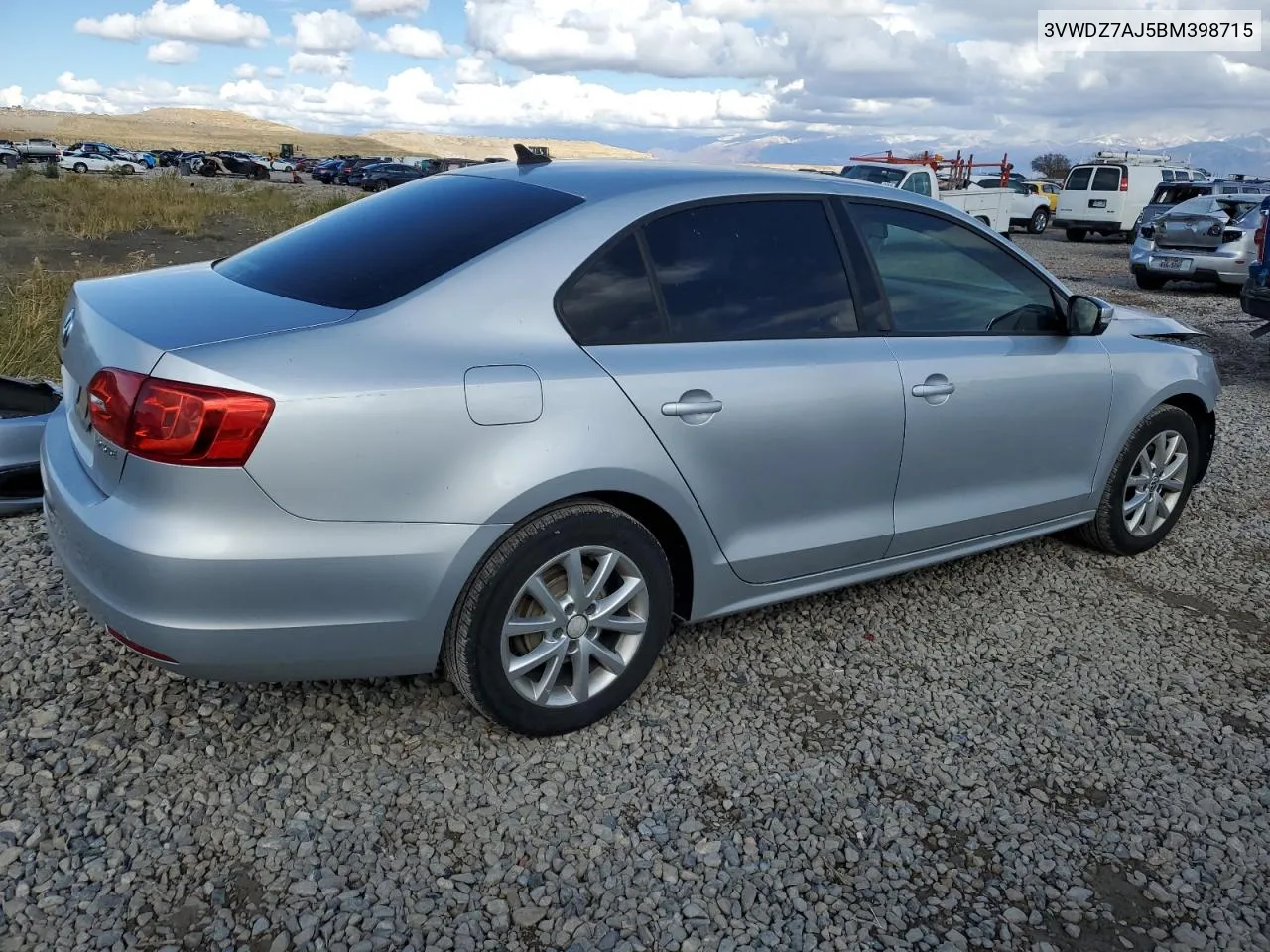 2011 Volkswagen Jetta Se VIN: 3VWDZ7AJ5BM398715 Lot: 78314574