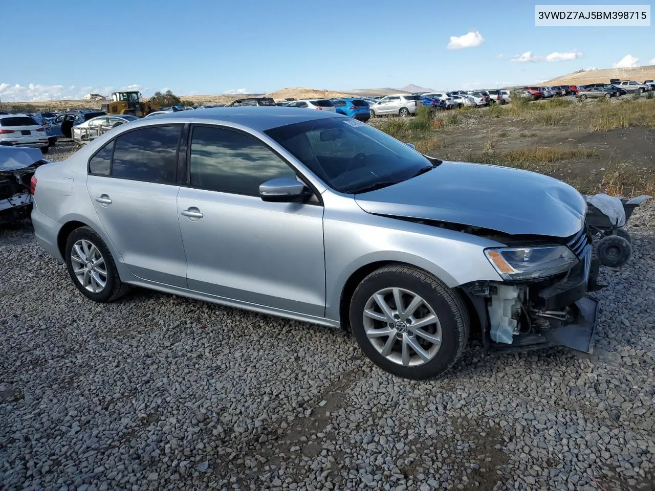 2011 Volkswagen Jetta Se VIN: 3VWDZ7AJ5BM398715 Lot: 78314574