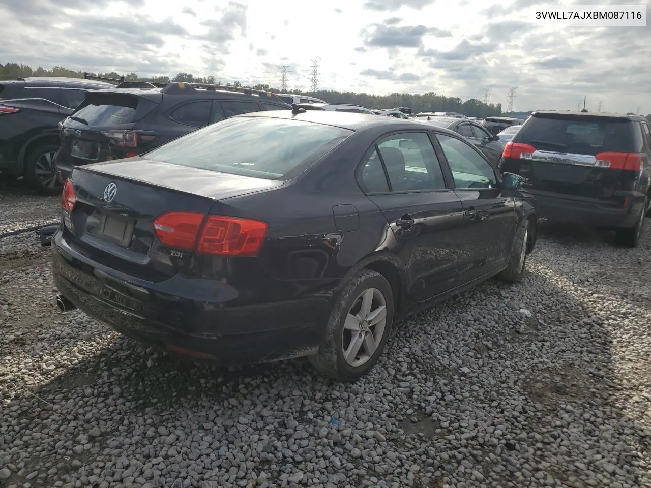 2011 Volkswagen Jetta Tdi VIN: 3VWLL7AJXBM087116 Lot: 78875334