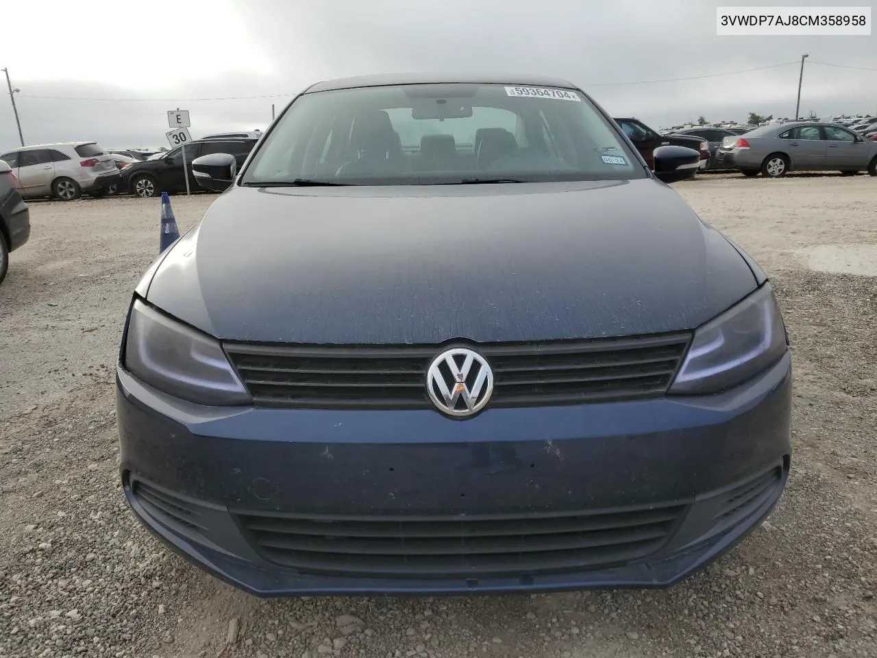 2012 Volkswagen Jetta Se VIN: 3VWDP7AJ8CM358958 Lot: 59364704