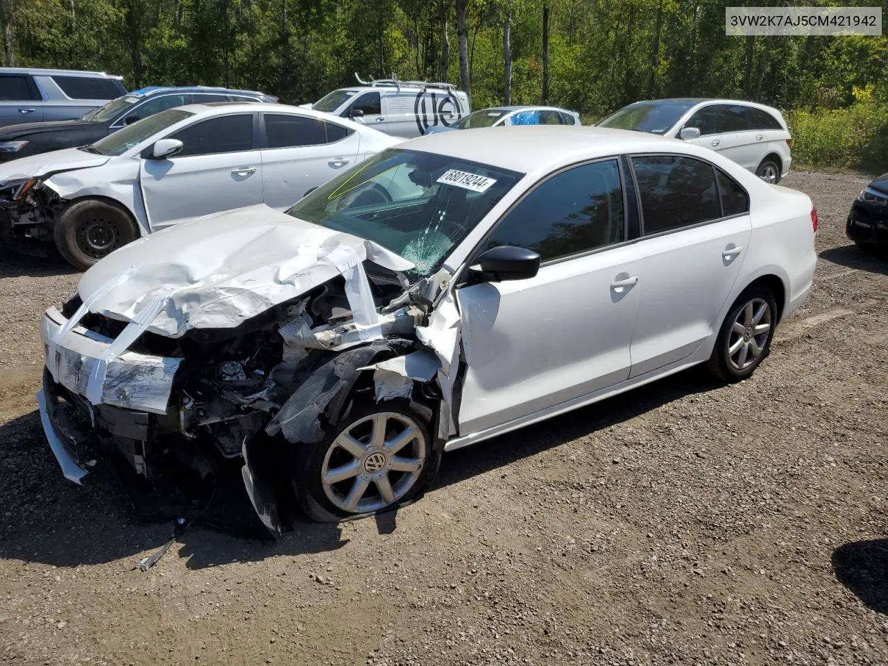 2012 Volkswagen Jetta Base VIN: 3VW2K7AJ5CM421942 Lot: 68019244