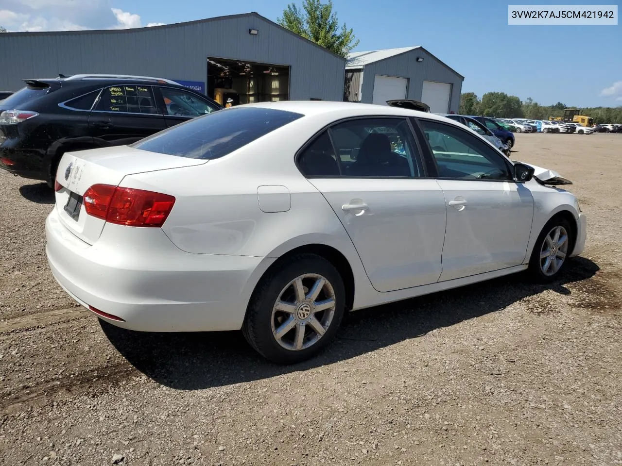 2012 Volkswagen Jetta Base VIN: 3VW2K7AJ5CM421942 Lot: 68019244