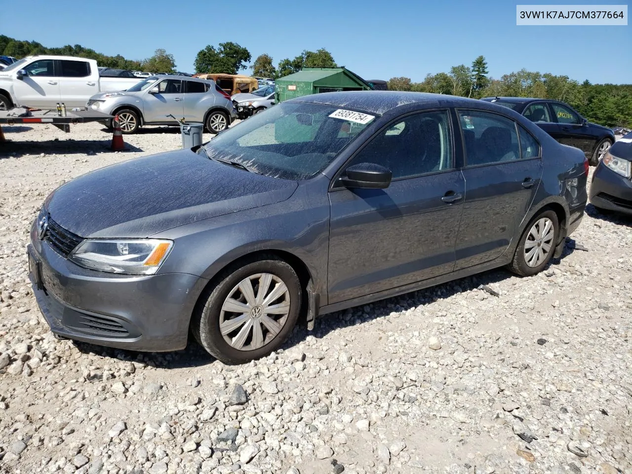 2012 Volkswagen Jetta Base VIN: 3VW1K7AJ7CM377664 Lot: 69381754