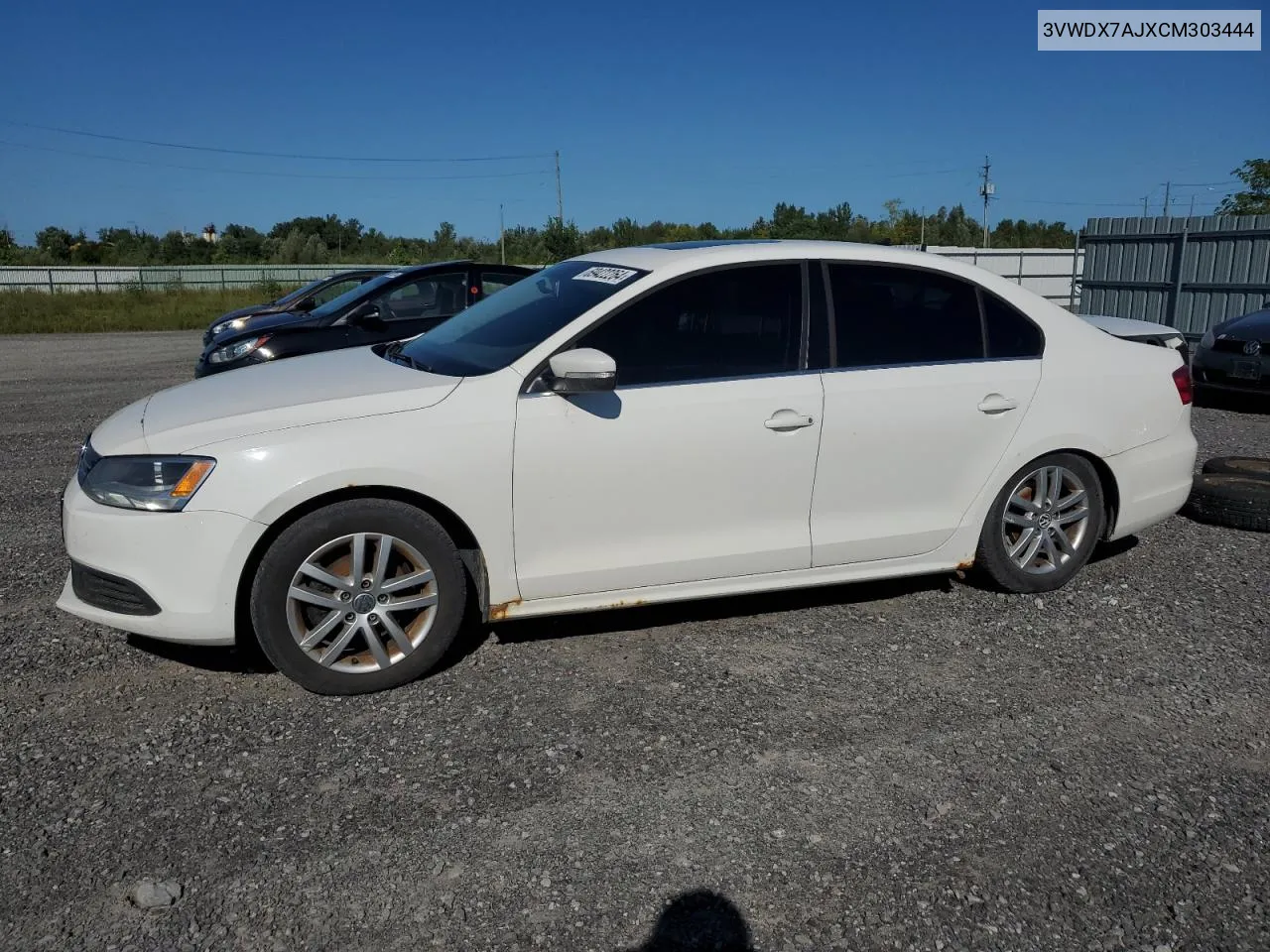 2012 Volkswagen Jetta Se VIN: 3VWDX7AJXCM303444 Lot: 69422264