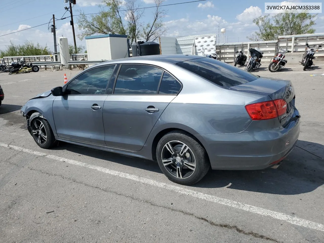 2012 Volkswagen Jetta Base VIN: 3VW2K7AJ4CM353388 Lot: 70693724