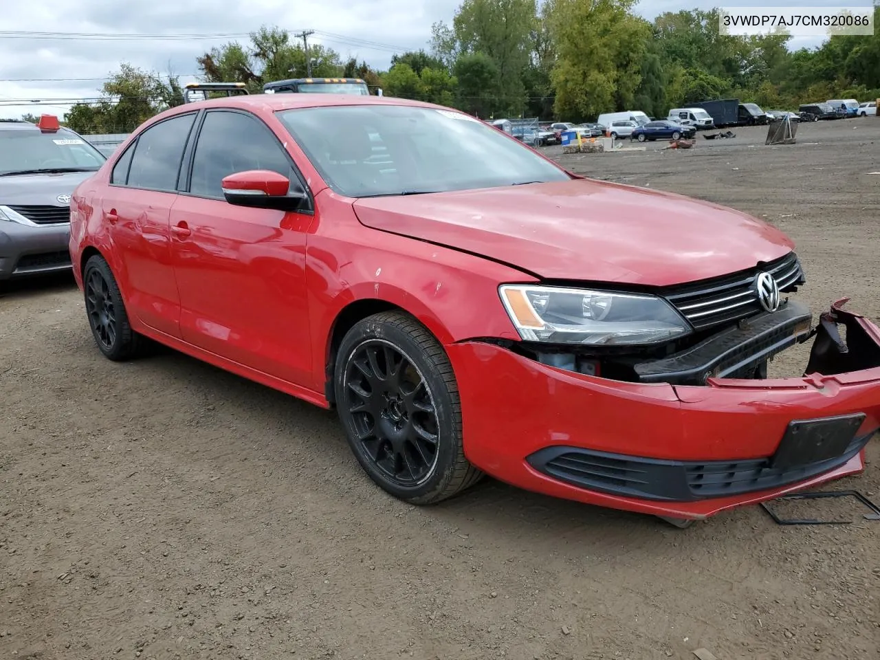 2012 Volkswagen Jetta Se VIN: 3VWDP7AJ7CM320086 Lot: 72319514