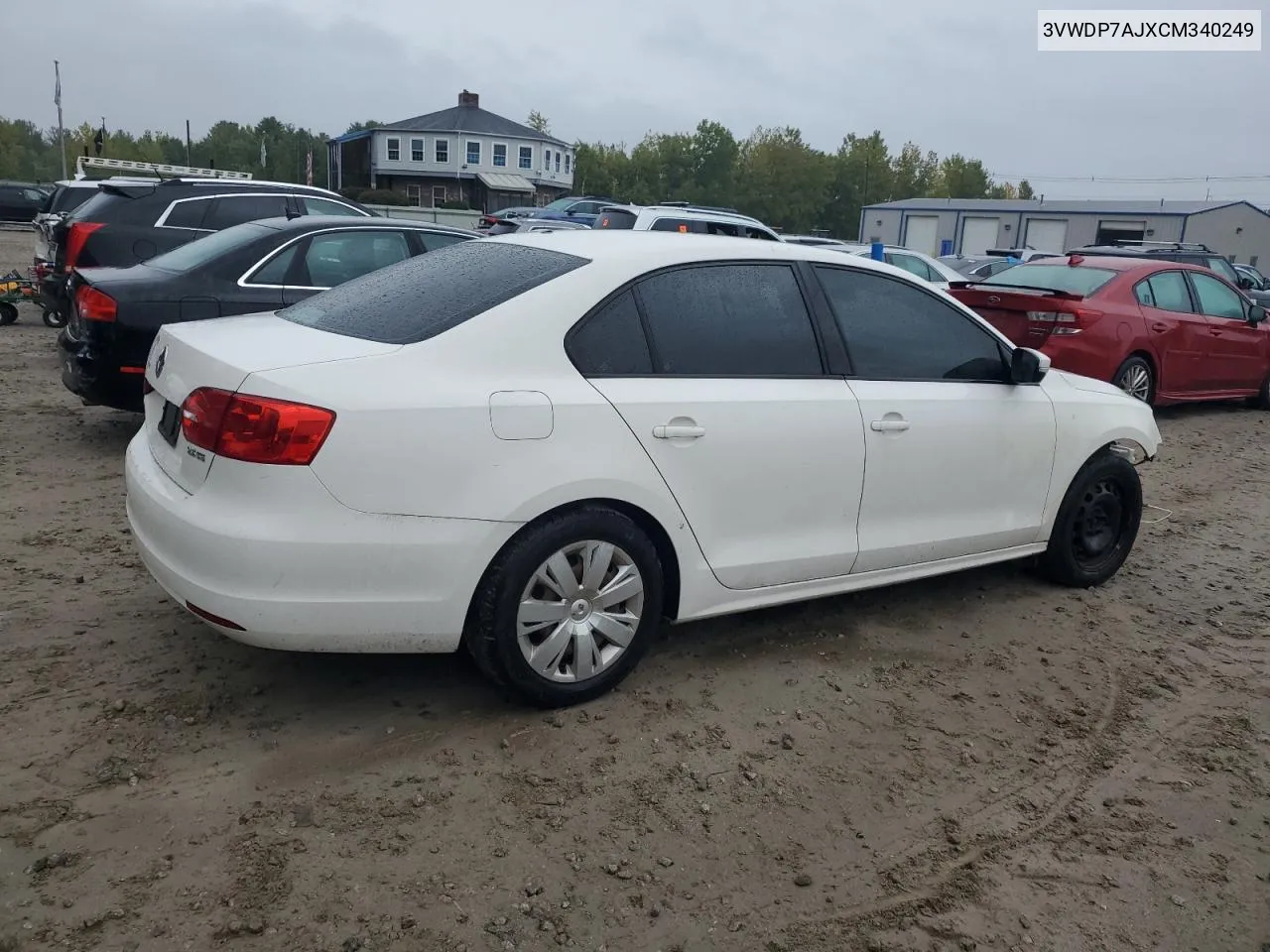 2012 Volkswagen Jetta Se VIN: 3VWDP7AJXCM340249 Lot: 72558264