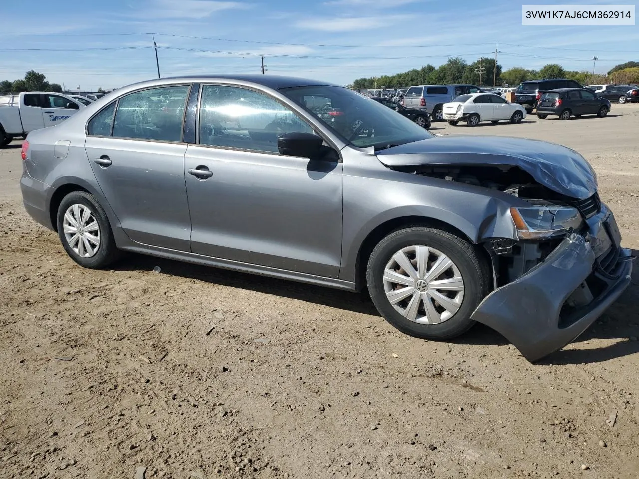 2012 Volkswagen Jetta Base VIN: 3VW1K7AJ6CM362914 Lot: 72760334