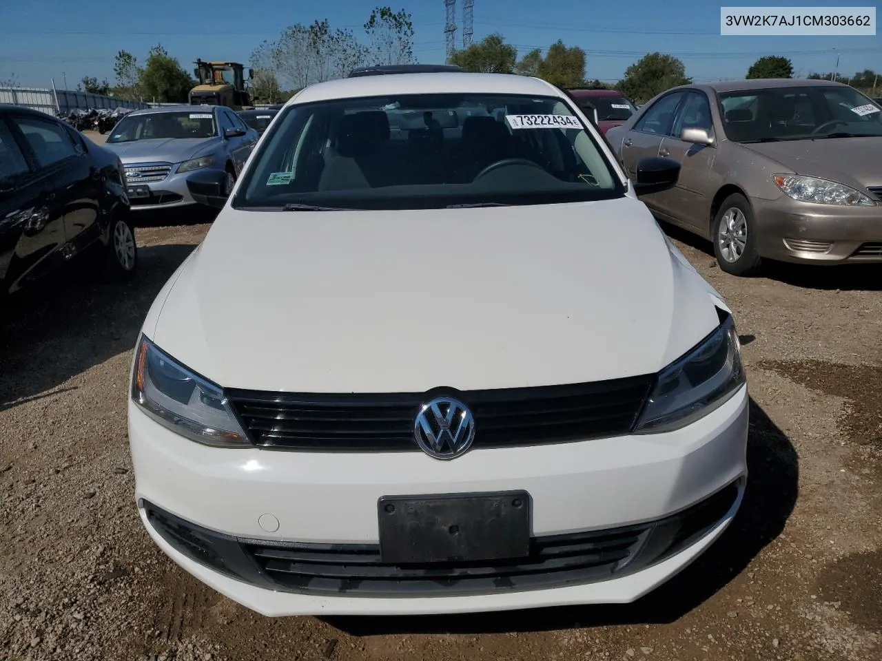 2012 Volkswagen Jetta Base VIN: 3VW2K7AJ1CM303662 Lot: 73222434