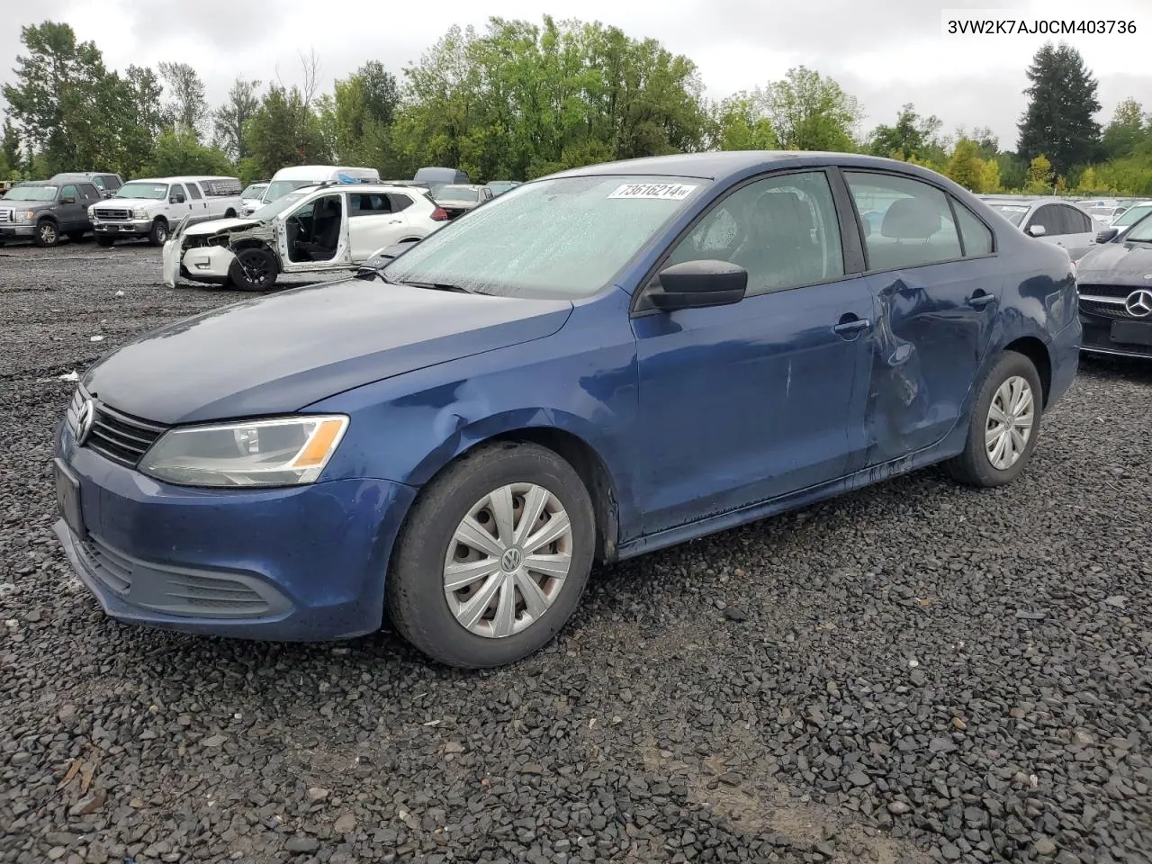 2012 Volkswagen Jetta Base VIN: 3VW2K7AJ0CM403736 Lot: 73616214