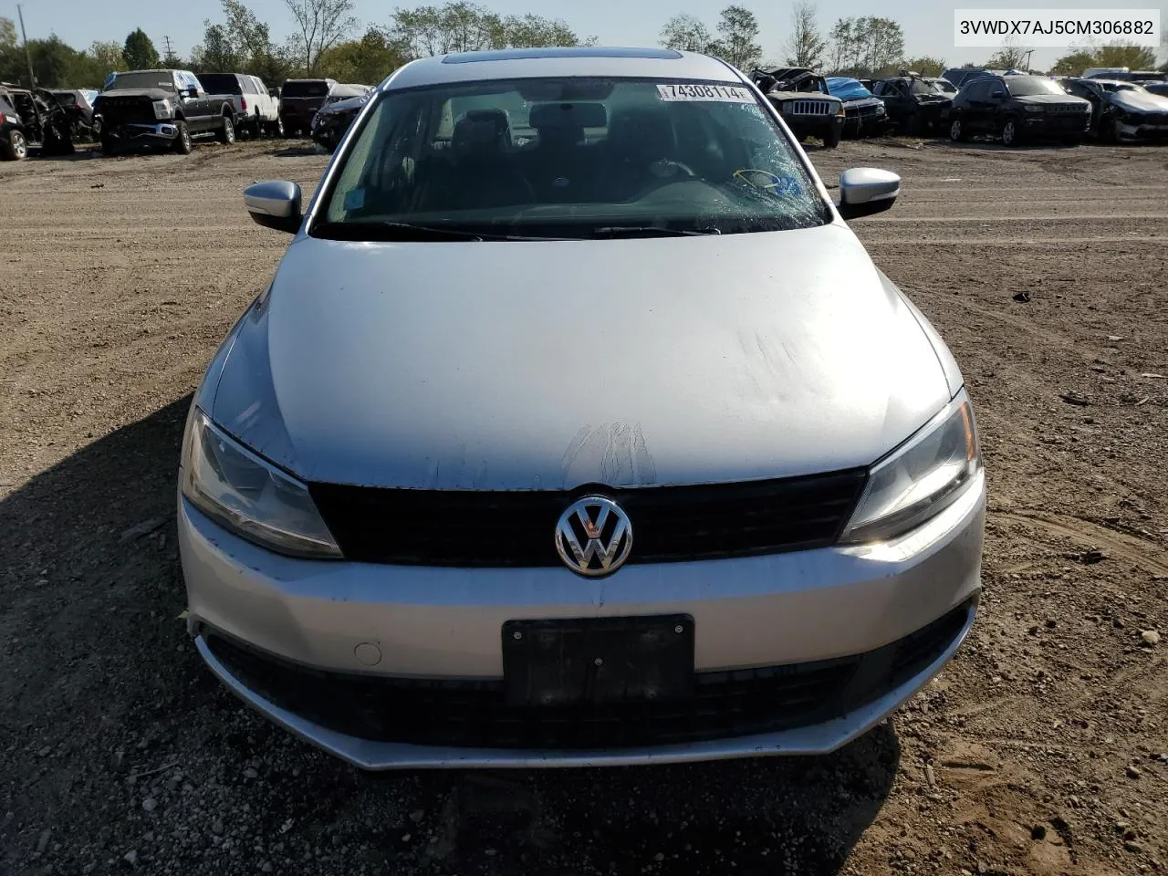 2012 Volkswagen Jetta Se VIN: 3VWDX7AJ5CM306882 Lot: 74308114