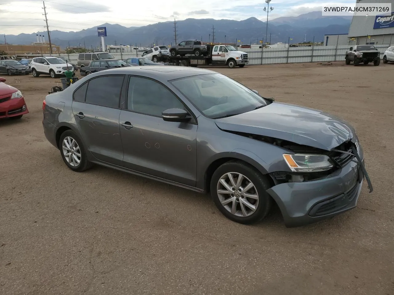 2012 Volkswagen Jetta Se VIN: 3VWDP7AJ6CM371269 Lot: 74627844