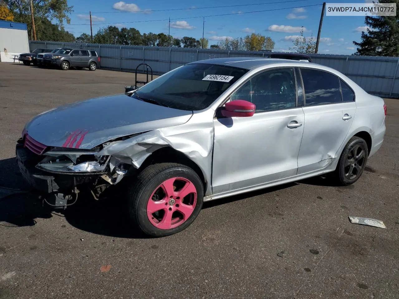 2012 Volkswagen Jetta Se VIN: 3VWDP7AJ4CM110772 Lot: 74962154