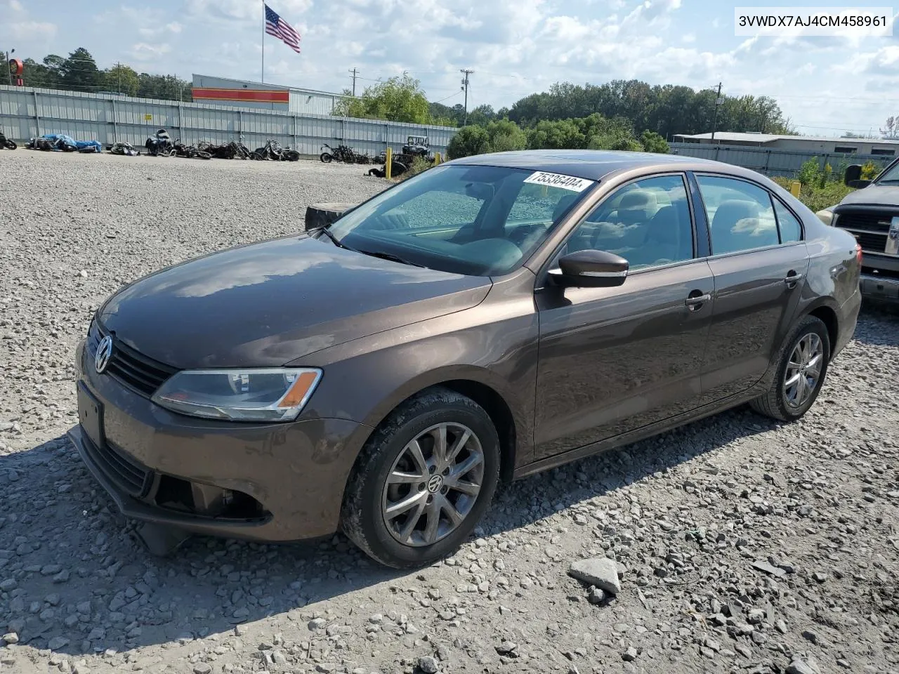 2012 Volkswagen Jetta Se VIN: 3VWDX7AJ4CM458961 Lot: 75336404