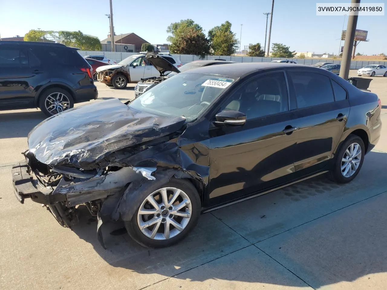 2012 Volkswagen Jetta Se VIN: 3VWDX7AJ9CM419850 Lot: 76550454