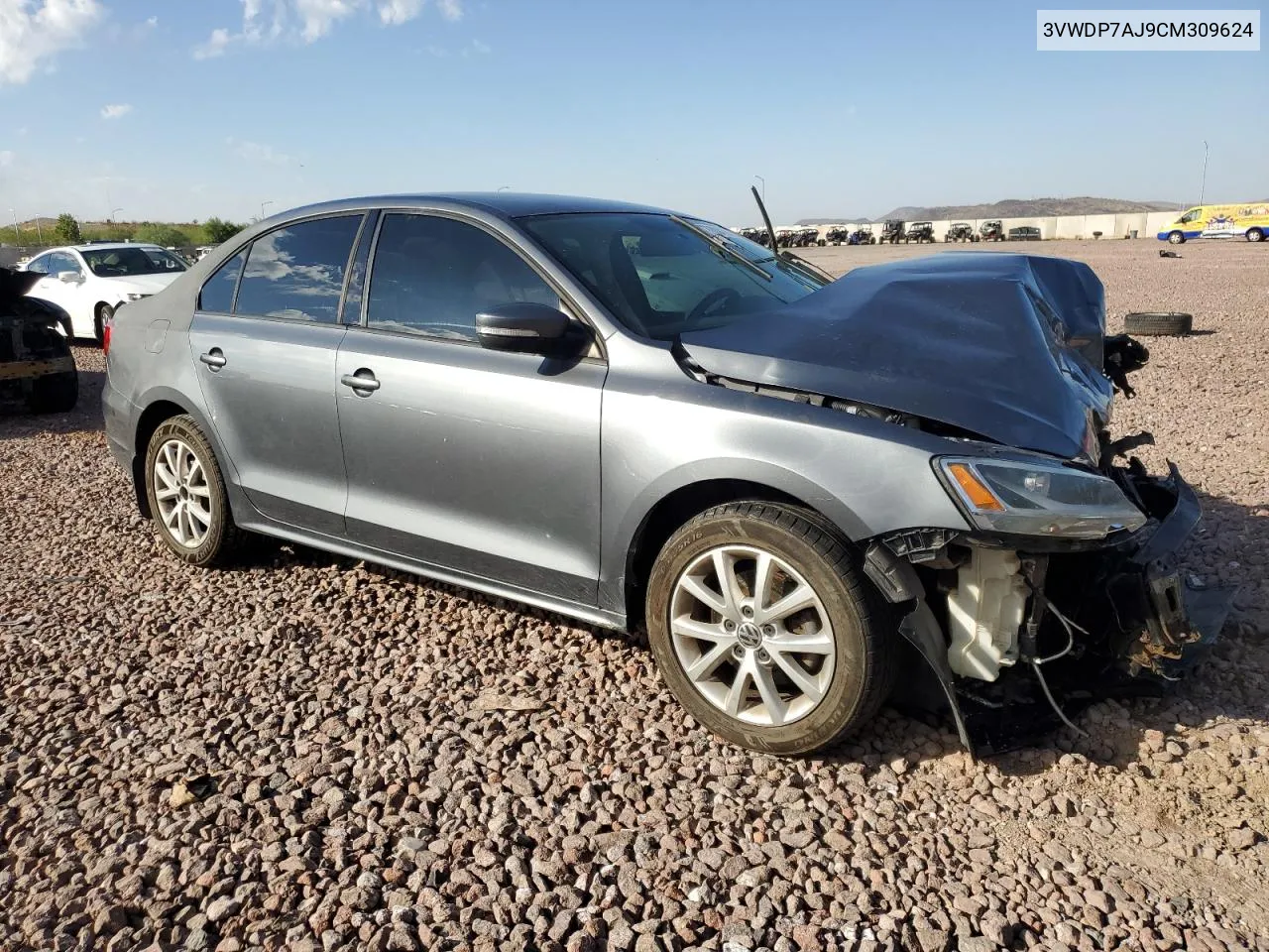 2012 Volkswagen Jetta Se VIN: 3VWDP7AJ9CM309624 Lot: 77000414