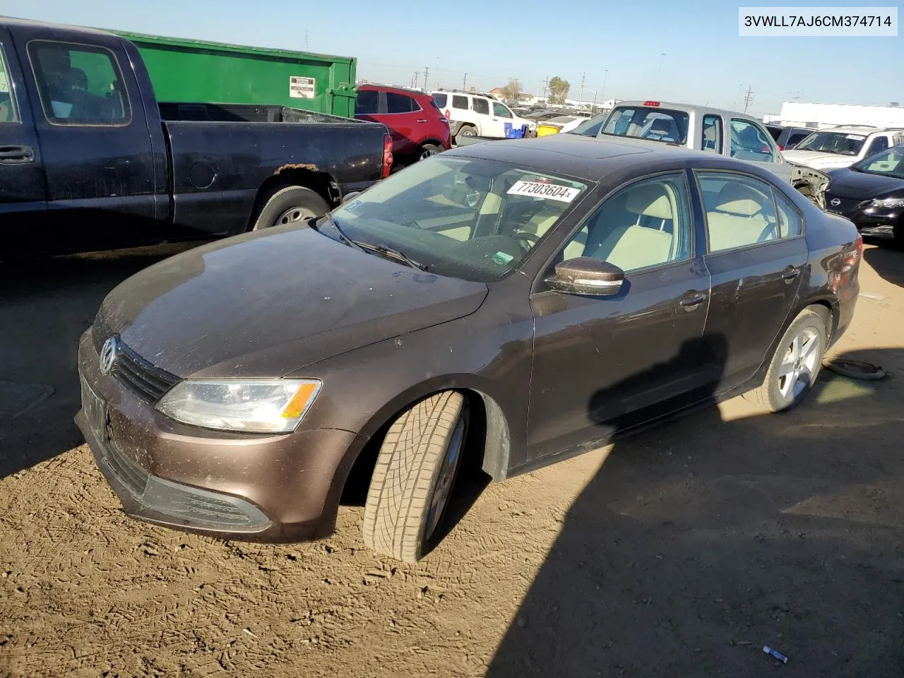 2012 Volkswagen Jetta Tdi VIN: 3VWLL7AJ6CM374714 Lot: 77303604