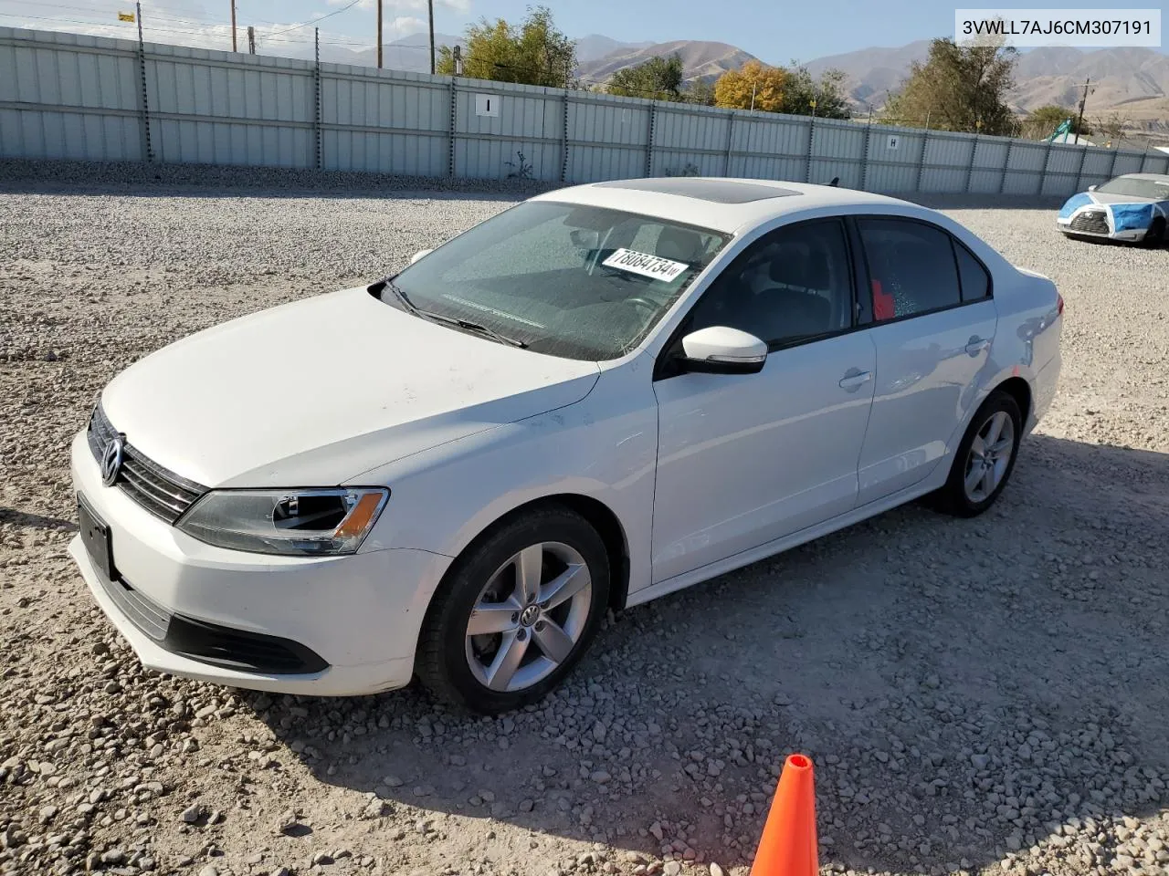 2012 Volkswagen Jetta Tdi VIN: 3VWLL7AJ6CM307191 Lot: 78084734