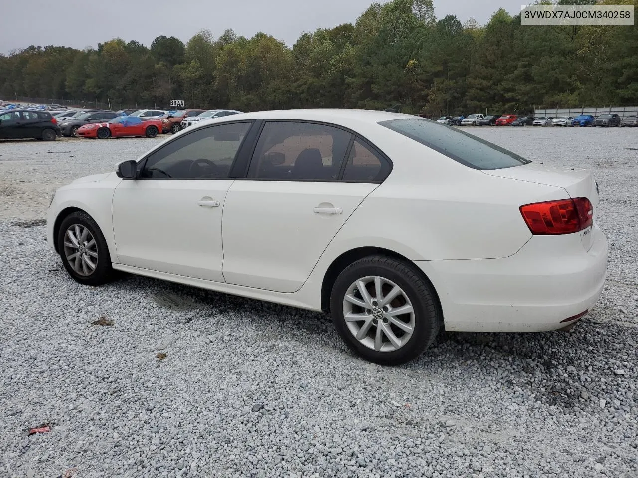 2012 Volkswagen Jetta Se VIN: 3VWDX7AJ0CM340258 Lot: 78228464