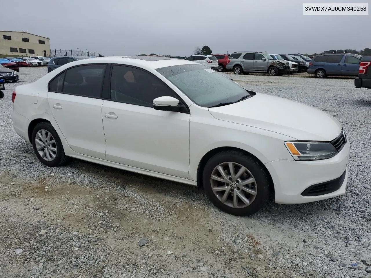 2012 Volkswagen Jetta Se VIN: 3VWDX7AJ0CM340258 Lot: 78228464