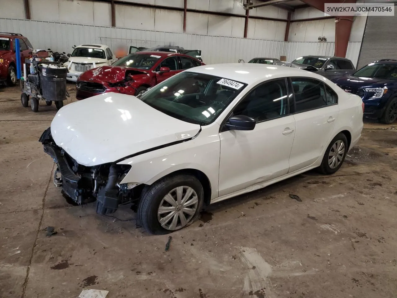 2012 Volkswagen Jetta Base VIN: 3VW2K7AJ0CM470546 Lot: 78649474