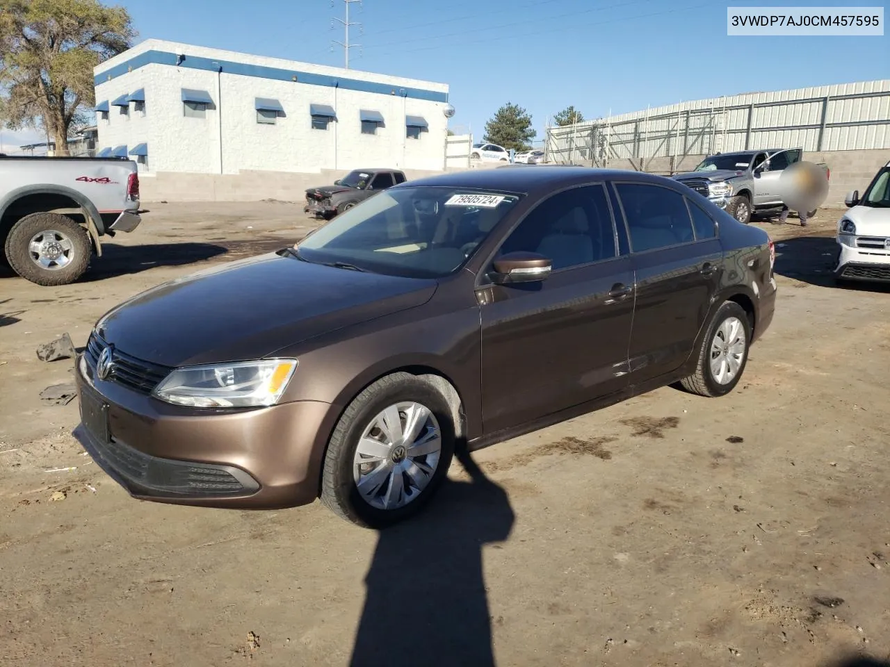 2012 Volkswagen Jetta Se VIN: 3VWDP7AJ0CM457595 Lot: 79505724