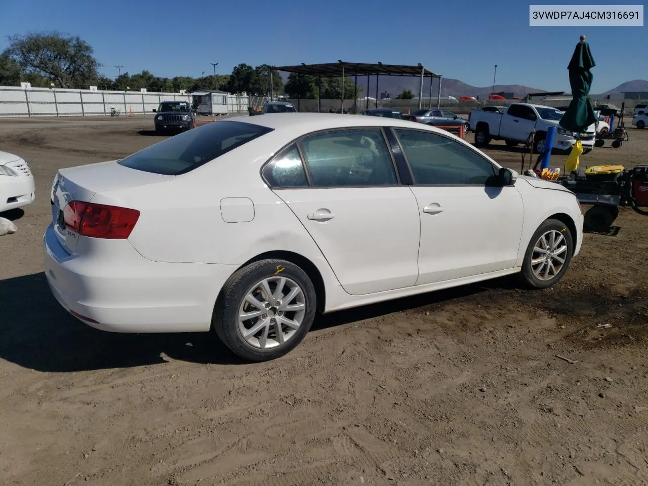 2012 Volkswagen Jetta Se VIN: 3VWDP7AJ4CM316691 Lot: 79562234