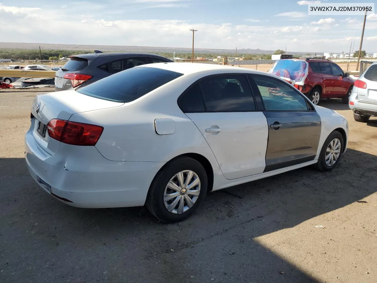 2013 Volkswagen Jetta Base VIN: 3VW2K7AJ2DM370952 Lot: 73600464