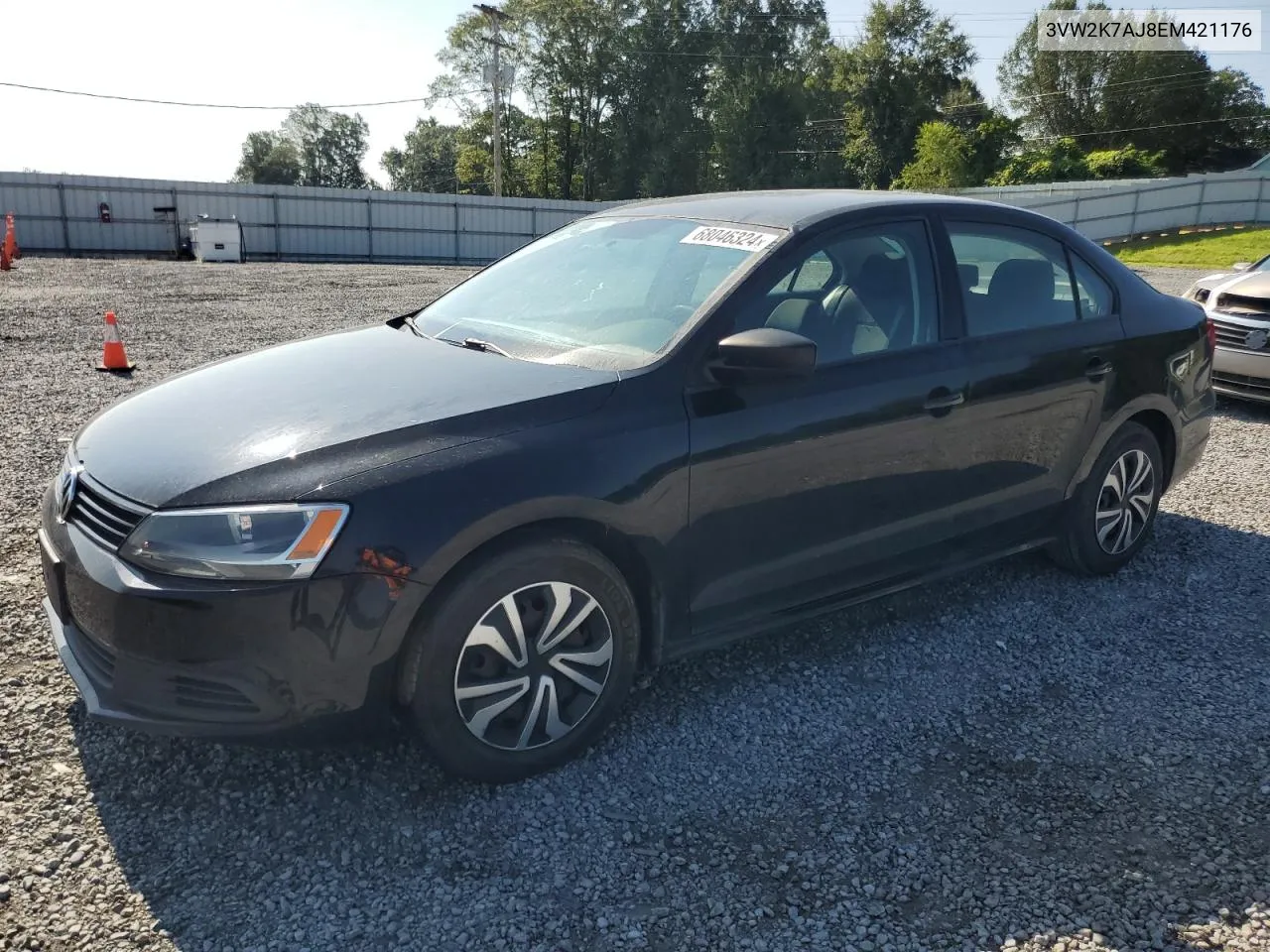 2014 Volkswagen Jetta Base VIN: 3VW2K7AJ8EM421176 Lot: 68046324