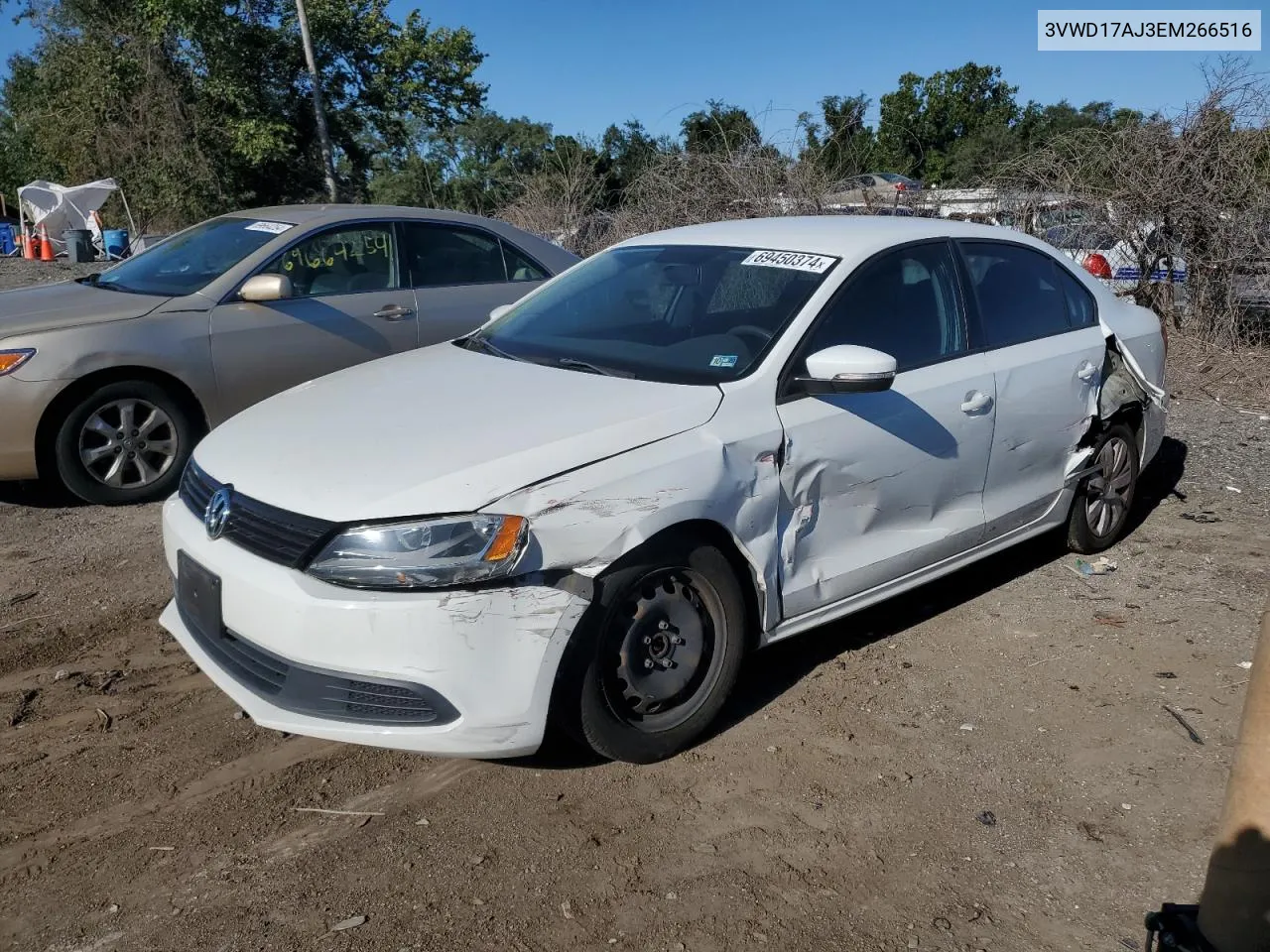 2014 Volkswagen Jetta Se VIN: 3VWD17AJ3EM266516 Lot: 69450374