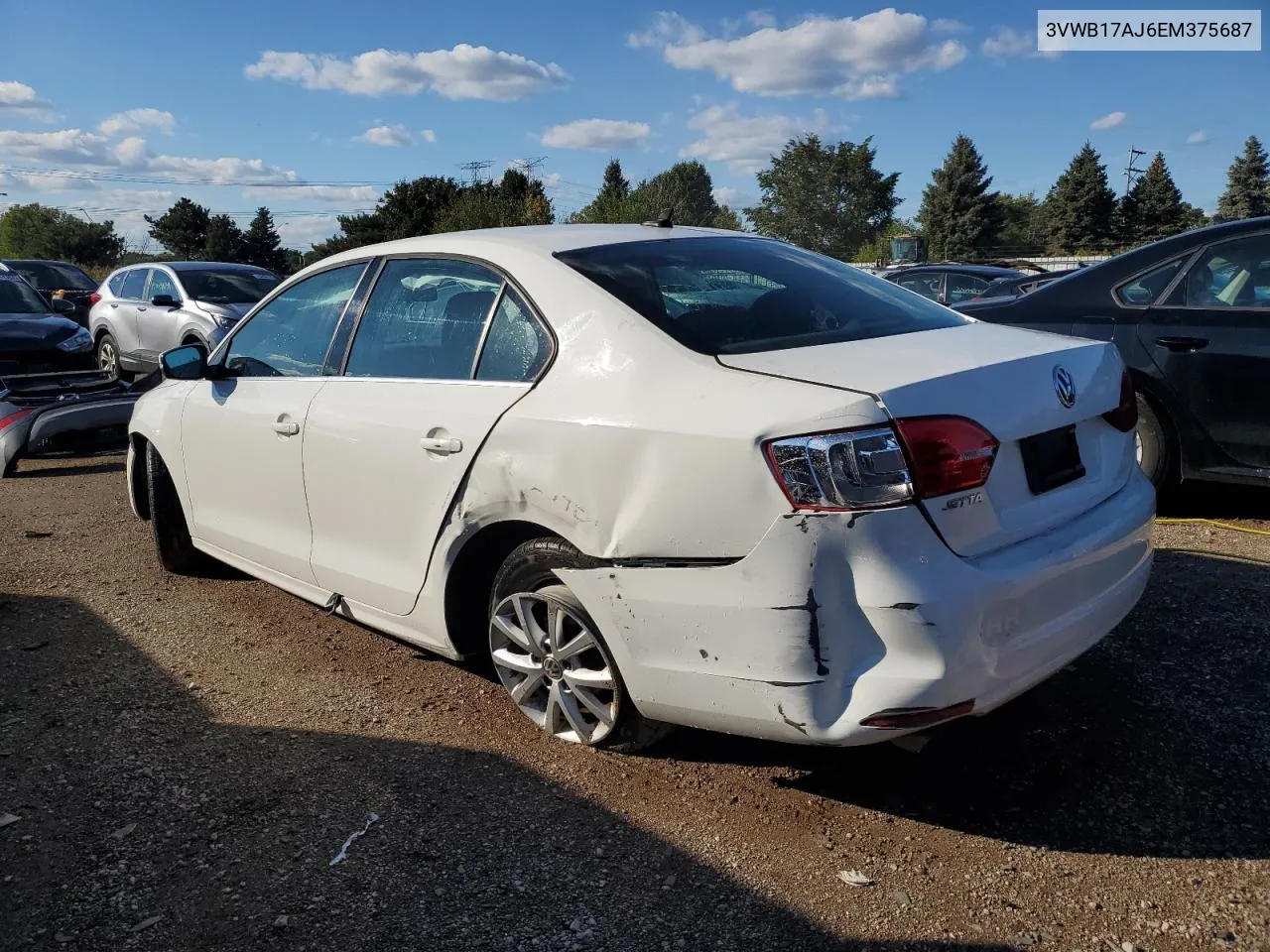 2014 Volkswagen Jetta Se VIN: 3VWB17AJ6EM375687 Lot: 72941604